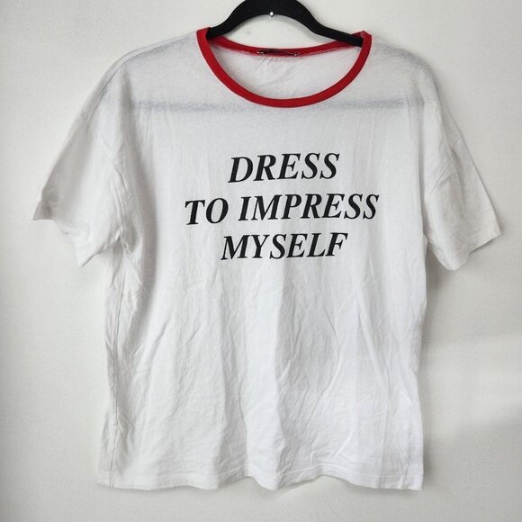 Zara Tops - Zara Trafaluc Graphic White Tee T-Shirt Dress to Impress Myself Women's S